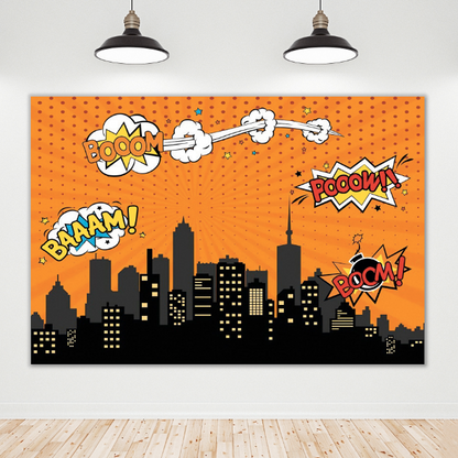 Supper Hero Happy Birthday Party Decoration Backdrop Banner
