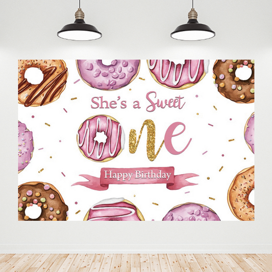 She's A Sweet One Happy Birthday Backdrop Banner
