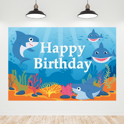 Baby Shark Birthday Party Backdrop Banner