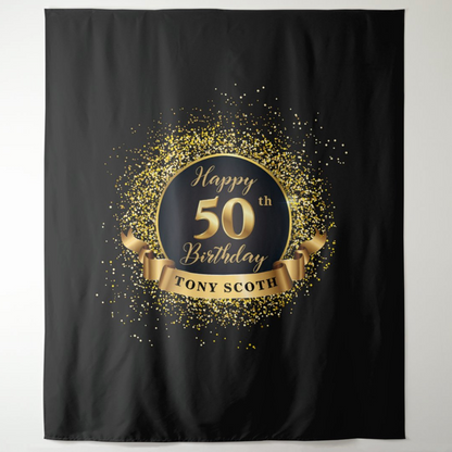 50th Adult Birthday Party Decoration Fabric Background Backdrop