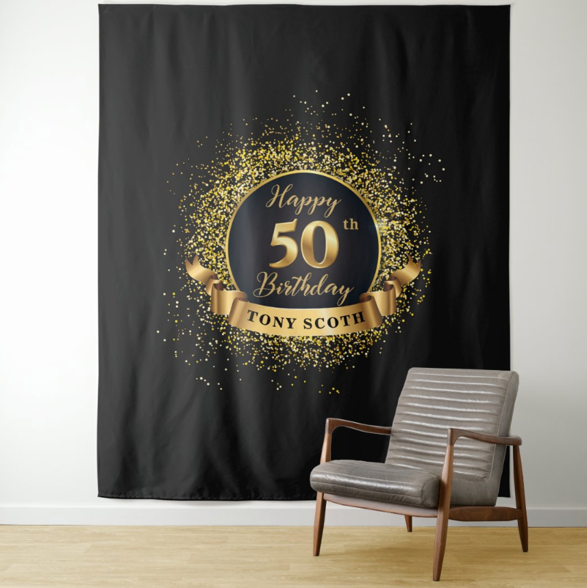 50th Adult Birthday Party Decoration Fabric Background Backdrop