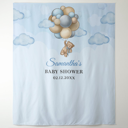 Blue Sky Baby Shower Party Decoration Fabric Background Backdrop