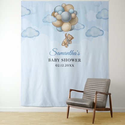Blue Sky Baby Shower Party Decoration Fabric Background Backdrop