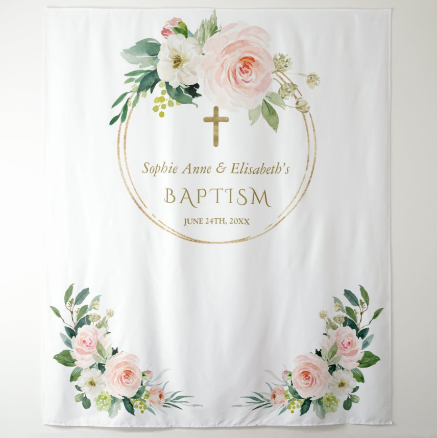 Baptism Decoration Fabric Backdrop