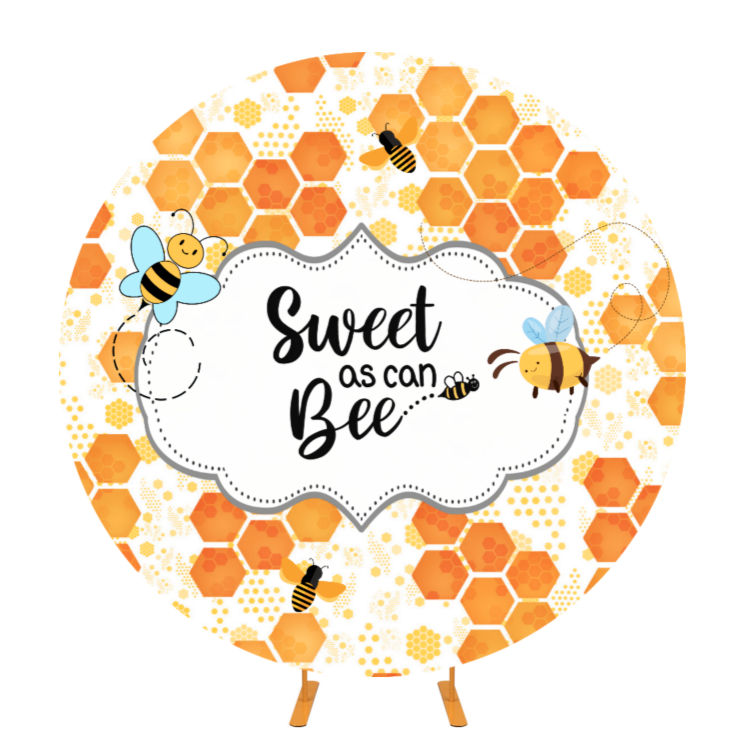 Sweet Bee Theme Round Backdrop Cover For Baby Shower Birthday Party