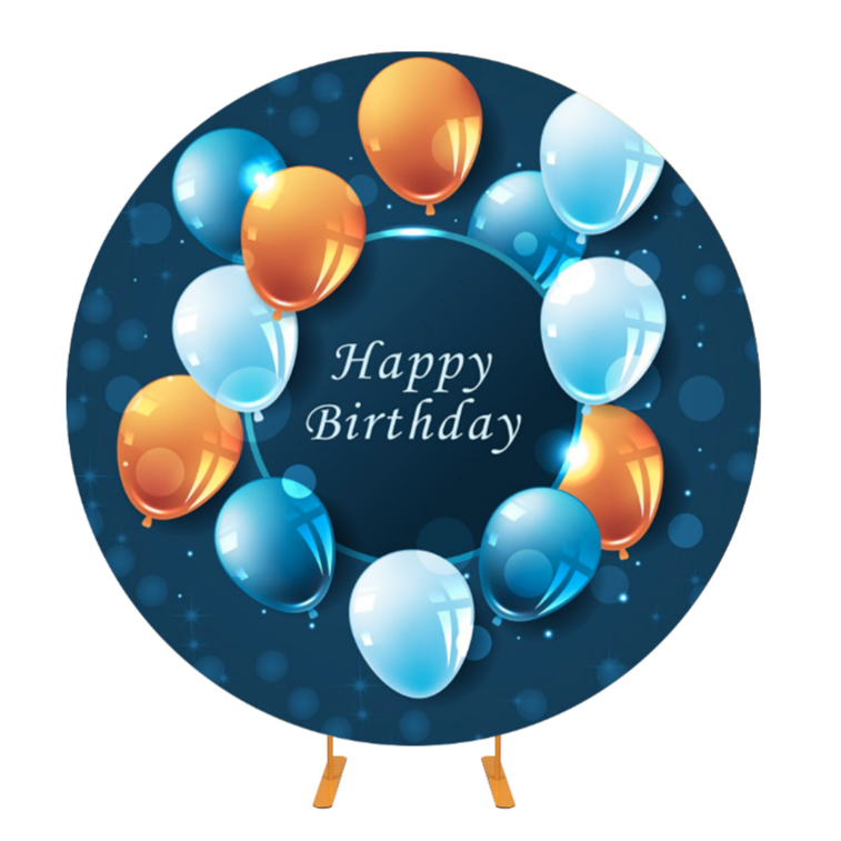 Blue Round Background Cover For Birthday Party
