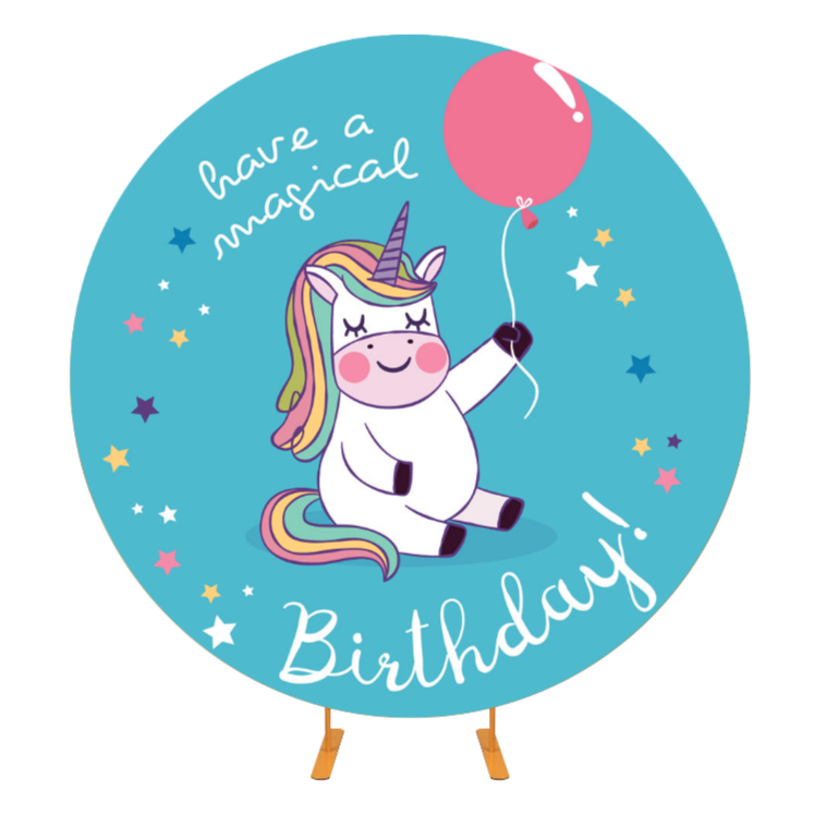 Unicorn Round Background Cover For Birthday Party