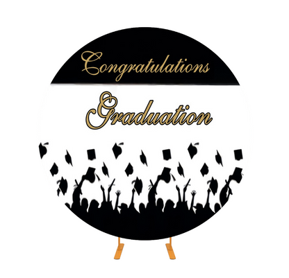 Congrats Grad Decoration Round Backdrop Cover
