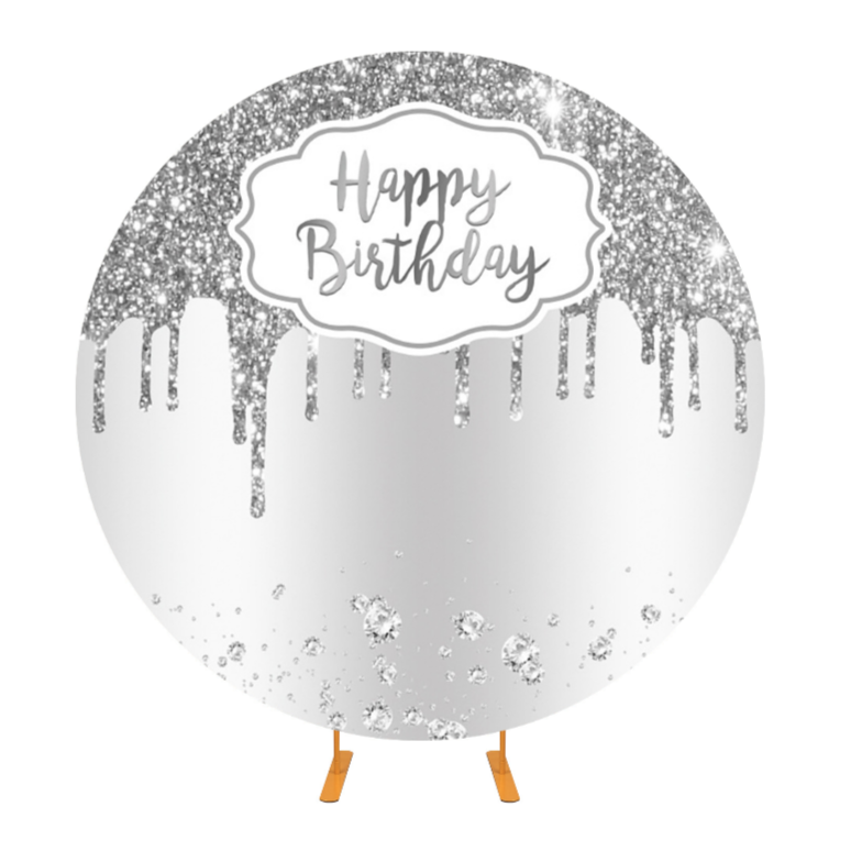 Sliver Theme Birthday Party Circle Backdrop Cover