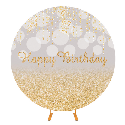 Gold Theme Birthday Party Round Backdrop Cover