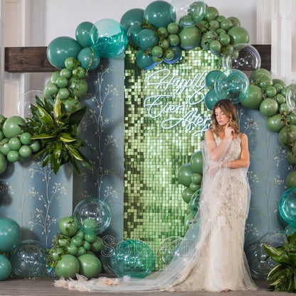 Round Laser Green Sequin Shimmer Wall