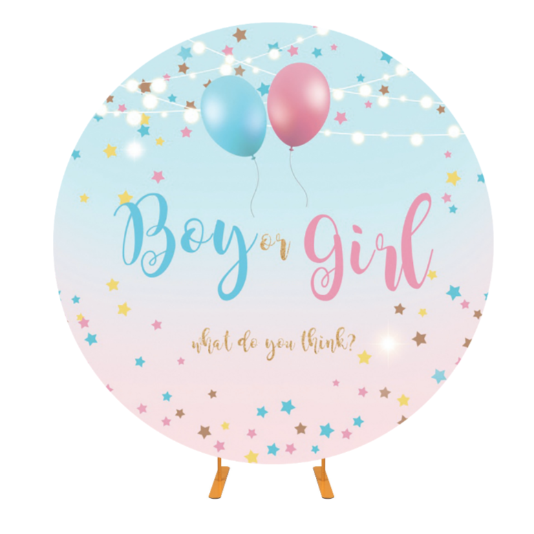 Gender Reveal Party Round Backdrop Cover