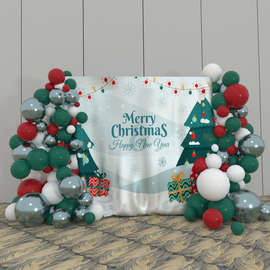 Happy New Year Merry Christmas Decoration Fabric Backdrop