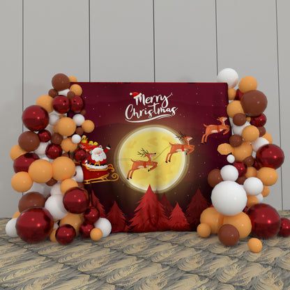 Red Merry Christmas Decoration Fabric Backdrop