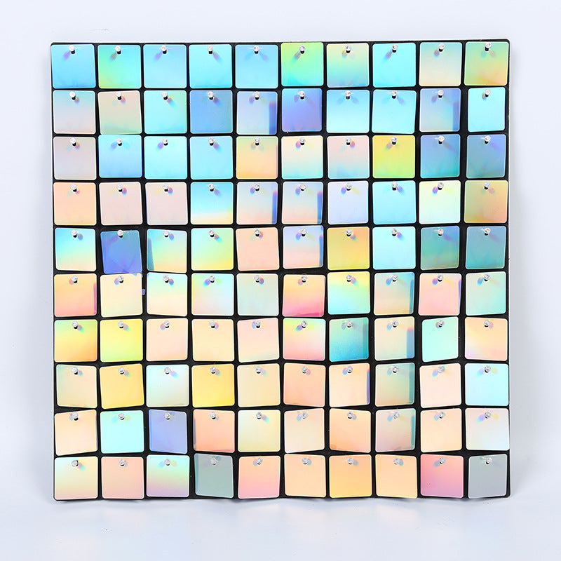 Square iridescent sliver sequin shimmer wall