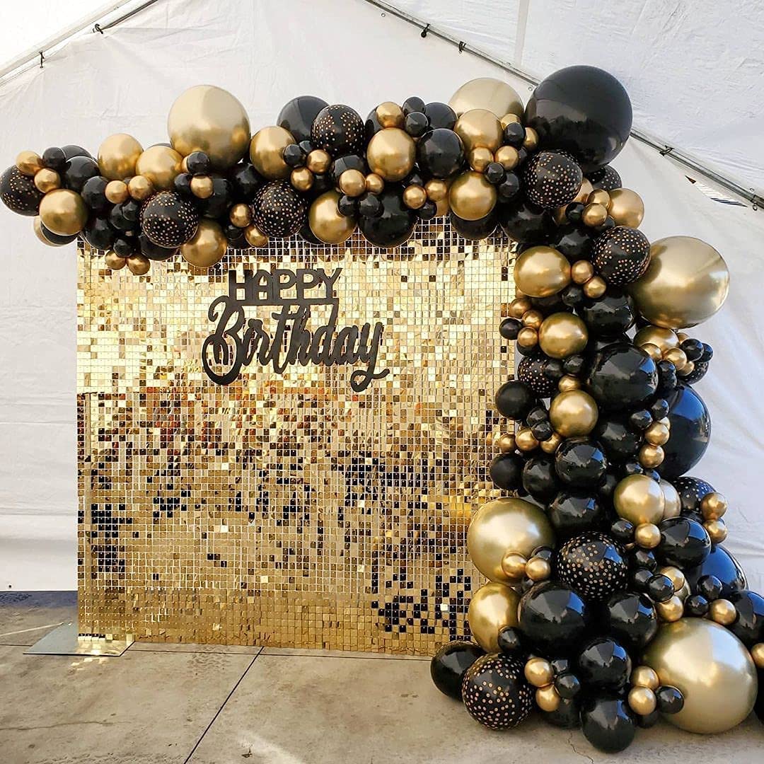 Square gold sequin shimmer wall