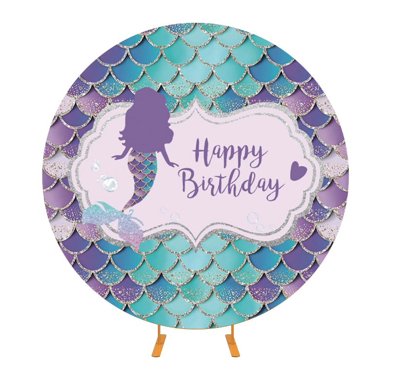 Mermaid Circle Backdrop Cover For Baby Shower Birthday Party Decoration