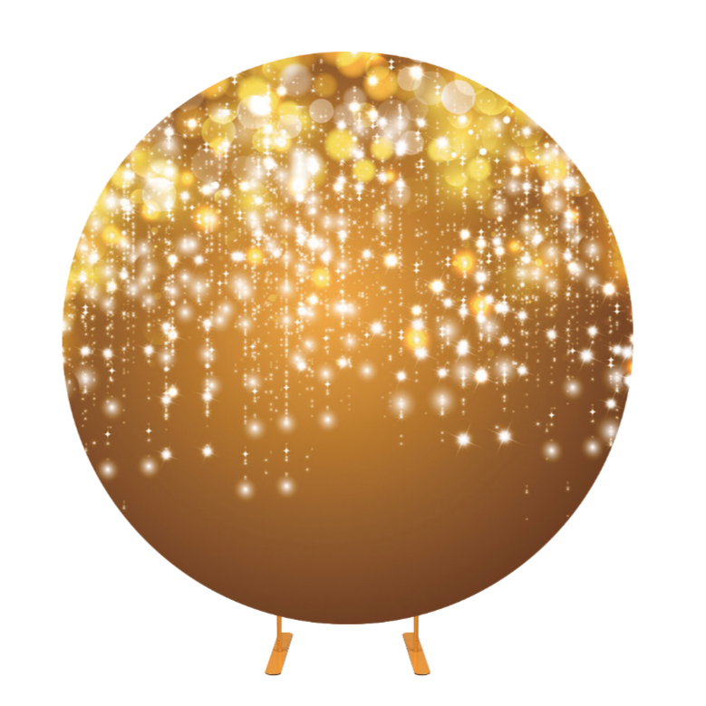 Gold Theme Birthday Party Circle Background Cover