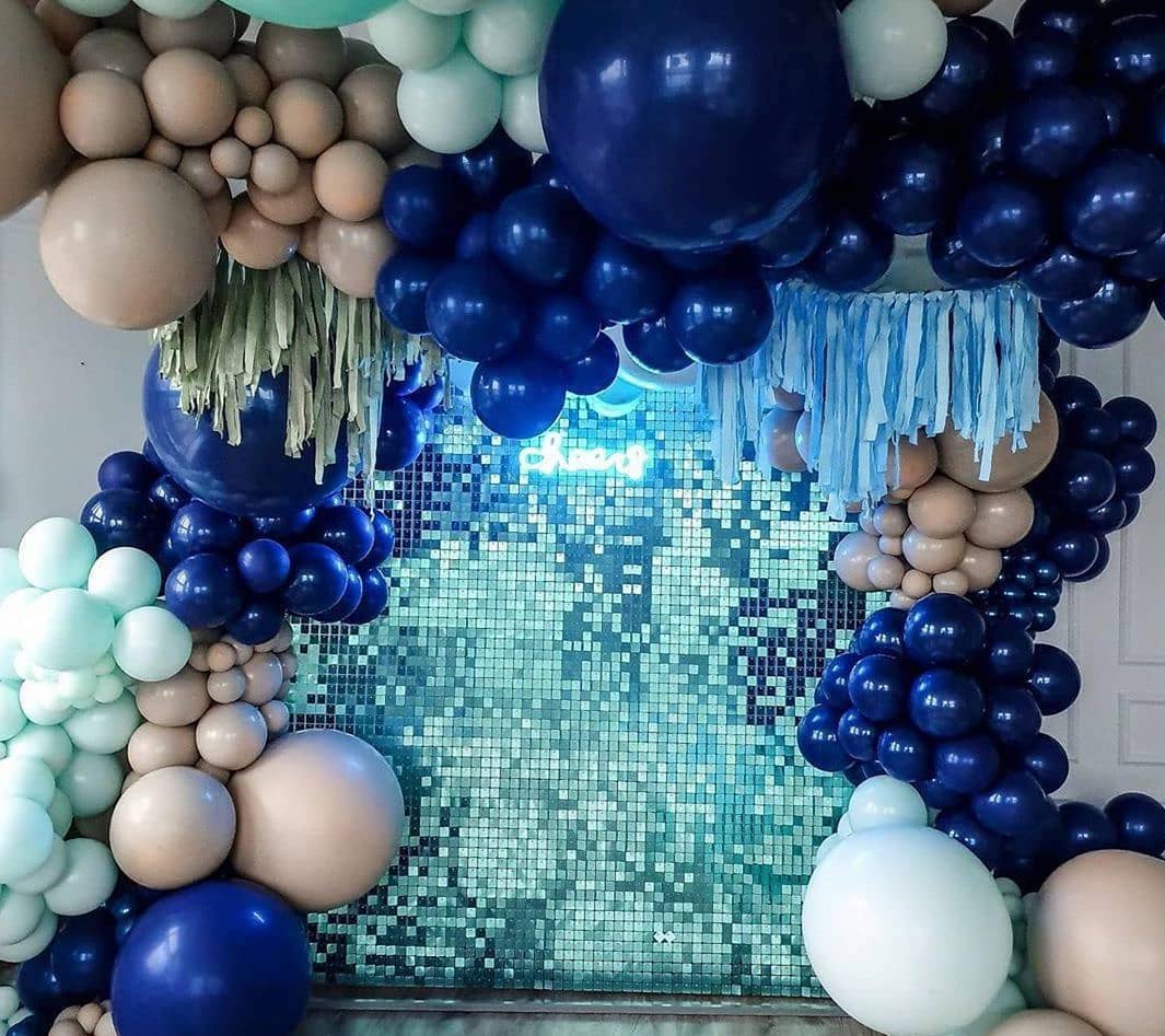 Blue Sequin Shimmer Backdrop Wall For Birthday Wedding Party Event Decoration