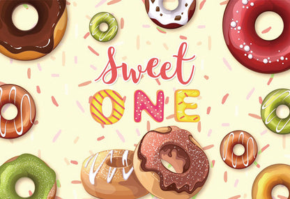 Sweet one Donuts Birthday Decoration Backdrop Banner