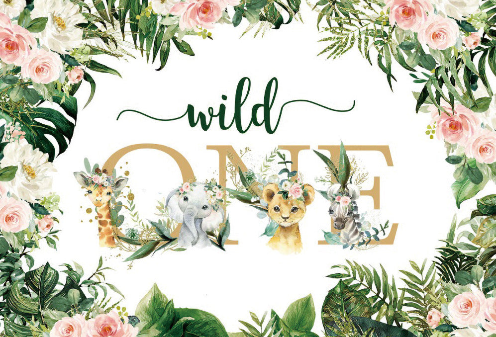 Safari Wild One Birthday Background Banner
