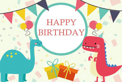Cartoon Dinosaur Happy Birthday  Background Banner