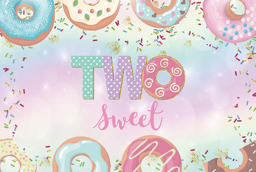 Two Sweet Donut Decoration Backdrop Banner