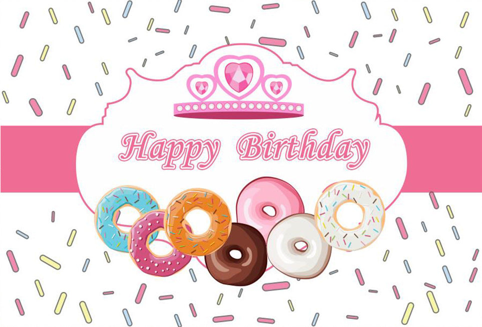 Colorful Donut Sweet Birthday Decoration Backdrop Banner