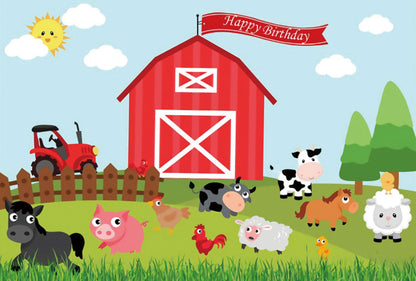 Farm House Happy Birthday Backdrop Banner