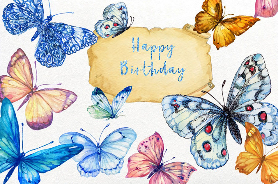 Butterfly Decoration Birthday Backdrop Banner