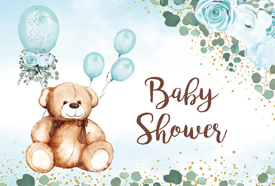 Teddy Bear Baby Shower Birthday Party Decoration Backdrop Banner