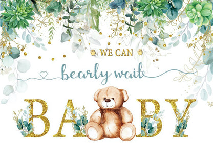 We Can Bearly Wait Baby Shower Party Decoration Backdrop Banner