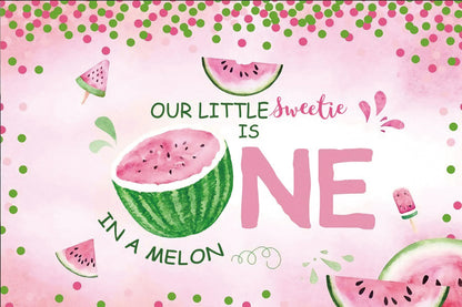 Our Little Sweet Melon Theme Happy Birthday Party Backdrop Banner