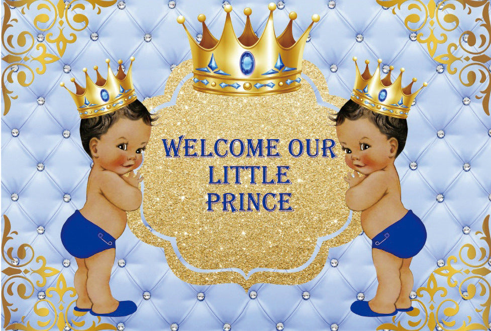 Prince Baby Shower Birthday Party Backdrop Banner