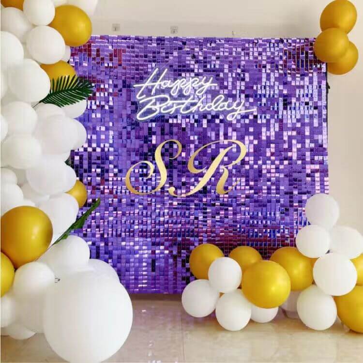 Purple Sequin Shimmer Backdrop Wall For Birthday Wedding Party Event Decoration