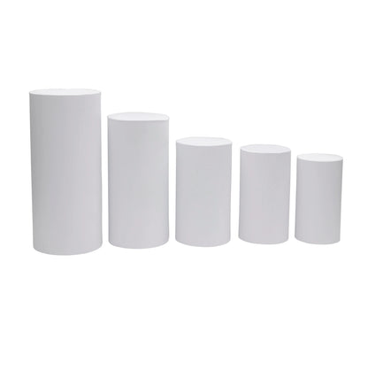 White Metal Cylinder Decor Cake Table Rack Plinths Pillars Pedestal Stand