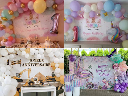 Sweet Flamingo Theme Happy Birthday Backdrop Banner
