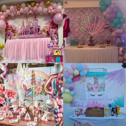 Sliver Pink Baby Shower Party Backdrop Banner