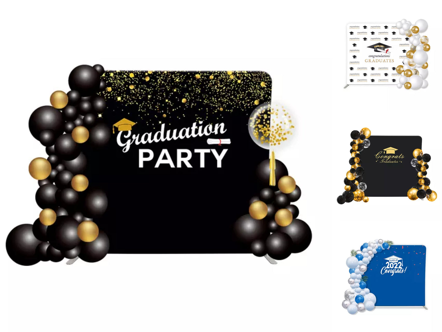 Custom 8*7.5ft Graduation Party Decoration Straight Background Cover With Frame